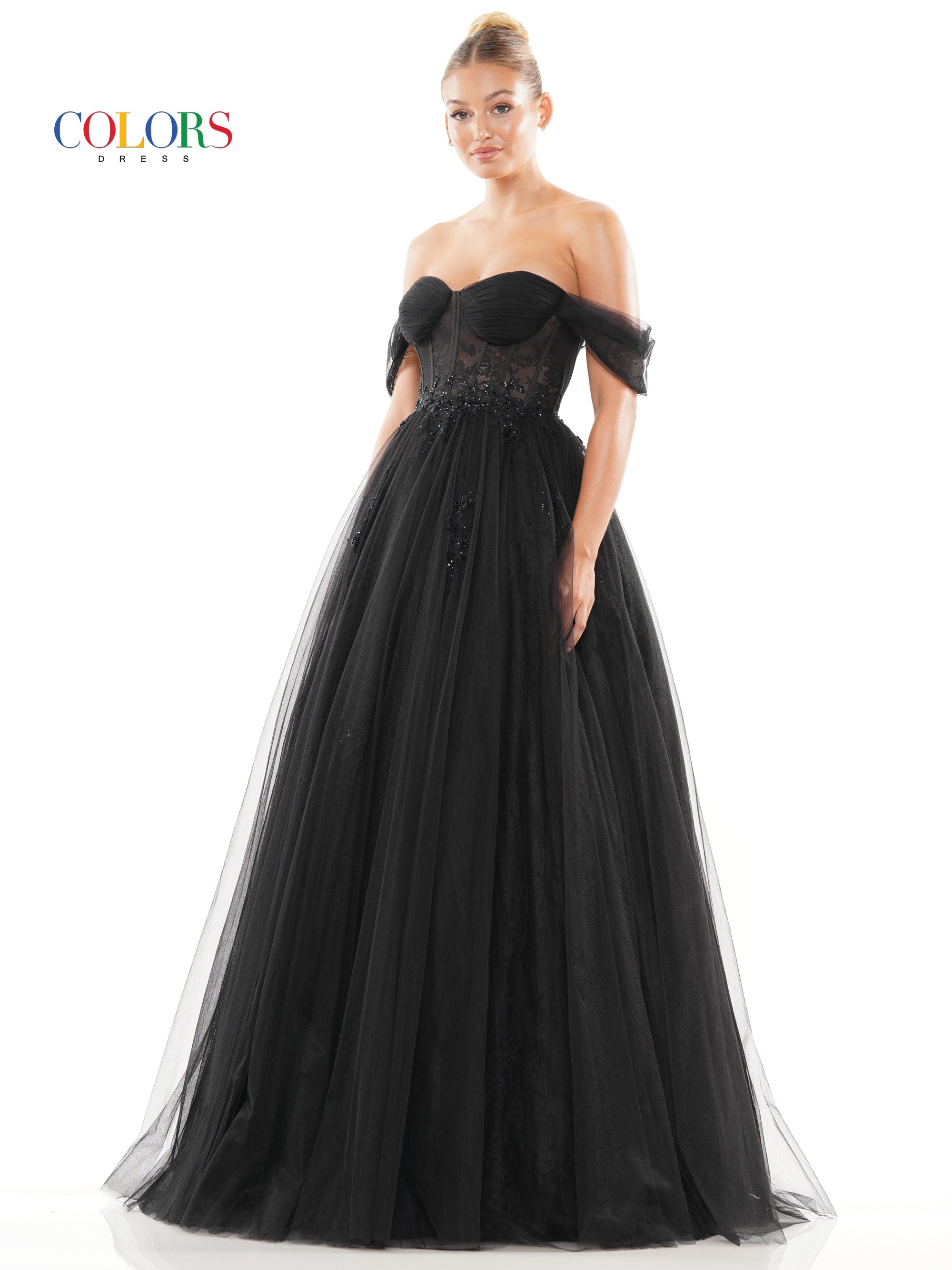 Colors 3240 Long Formal Off Shoulder Prom Ball Gown